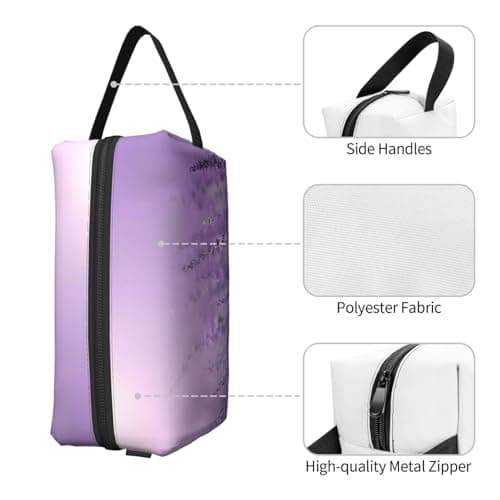 JaoXer Large Travel Cosmetic Bag â€“ Reusable Romantic Purple Lavender Print Dopp Kit for Toiletries, Portable Organizer for Men and Women, White, One Size — view 3