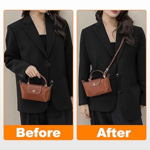 Strap for Longchamp Mini Bag Strap, Leather Non-Punched Adjustable Shoulder Strap for Long Champ — view 3