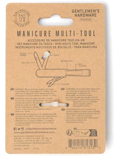 Gentlemen's Hardware 5-in-1 Multi-Tool Mini Stainless Steel Manicure Kit Pocket Tool with Key Ring, Cut Above The Rest — view 4