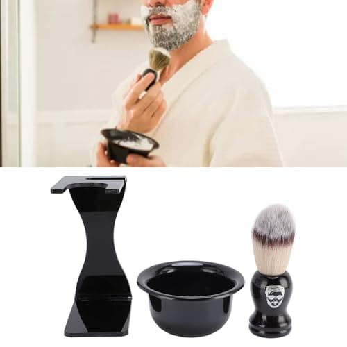 Men Shaving Brush with Bowl Set Portable Travel Shaving Kit with Nylon Brush Hair Compact Design for Grooming and Facial Care — view 4