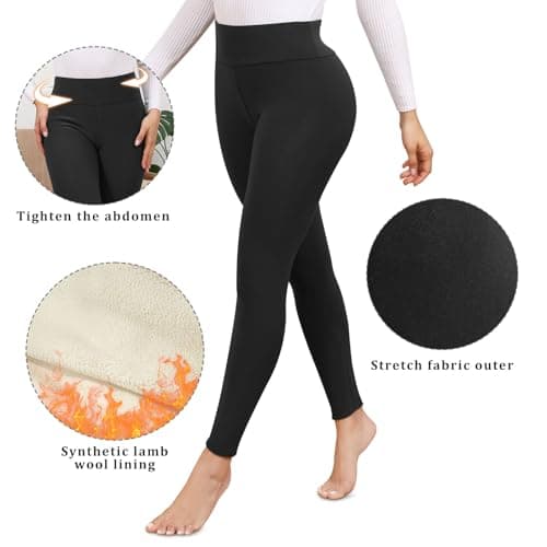 Decorie Thermal Leggings Women High-Waisted Fleece Lined for Winter Black — view 5