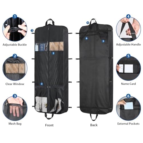 Univivi Long Dress Bag, Dress Cover for Travel, 60in Garment Bag, Black — view 3