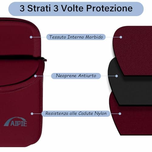AIPIE Chromebook Case 11.6 12 Inch Laptop Sleeve Shockproof Tablet PC Bag Compatable with Acer, Dell, ASUS, HP, Lenovo IdeaPad, Samsung Galaxy, Microsoft Surface Pro 9 Women Wine Red 11.6 Inch — view 5