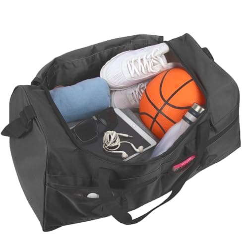 Cricket Duffle Bags for Men 55L Men’s Travel Holdall Gym, Weekend, Overnight Bag with Adjustable Shoulder Strap, Handles (Black) — view 3