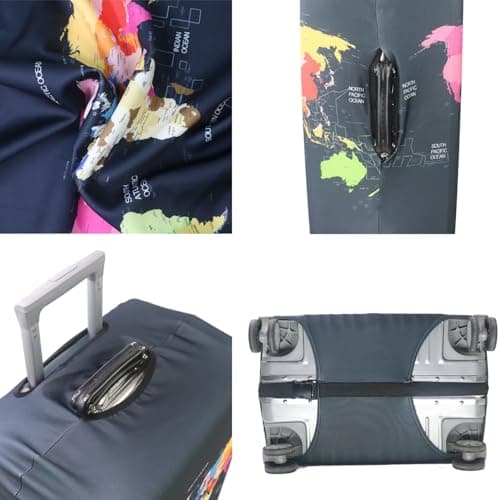 Tripnuo Elastic Thicker Luggage Cover for Trunk Case Apply to 18''-32'' Suitcase,Suitcase Protective Cover Travel Accessories (Black Map, L) — view 5