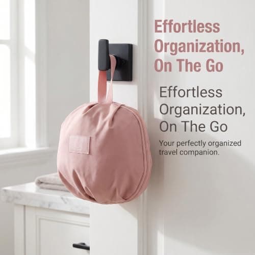 LIGIGWASH Underwear Packing Bag Pink Polyester with Ball-shaped Space-saving Design, Multi-compartment Organizer for Panties, Socks, and Bras, Smooth Silent Zipper, Stable Stacking, — view 3