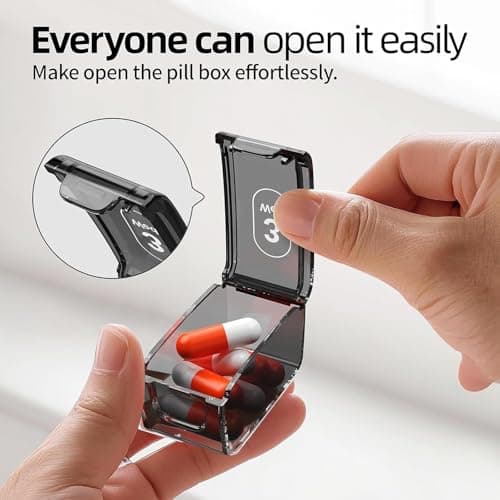 Glosen Weekly Pill Box 7 Day-Daily Pill Box Organiser with 1 Time a Day Dosing, BPA-Free Travel Pill Box, Tablet Organiser with Moisture-Proof Silicone Ring&Snap Lock for Vitamins,Supplments&Fish Oil — view 2