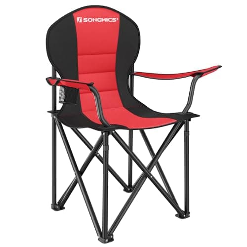 SONGMICS Folding Camping Chair, Sponge Seat, Cup Holder, 250 kg Capacity