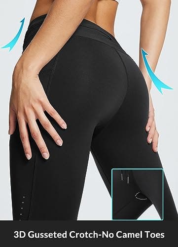 baleaf Fleece Lined Leggings Womens Waterproof Thermal Winter Warm Hiking Ski Running Leggings High Waisted with Pockets Black-25'' M — view 5