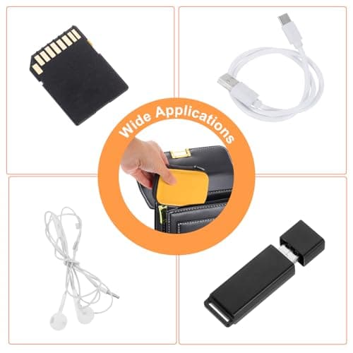 sourcing map Earbuds Cases, Wired Earphone Case Holder, EVA Ear Buds Case Zipper Organizer Small with Mesh Pocket for USB Cable, Earphones, Yellow — view 6