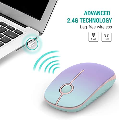 Seenda Wireless Mouse, Silent with 2.4G USB Receiver, Mint-Purple Gradient — view 4