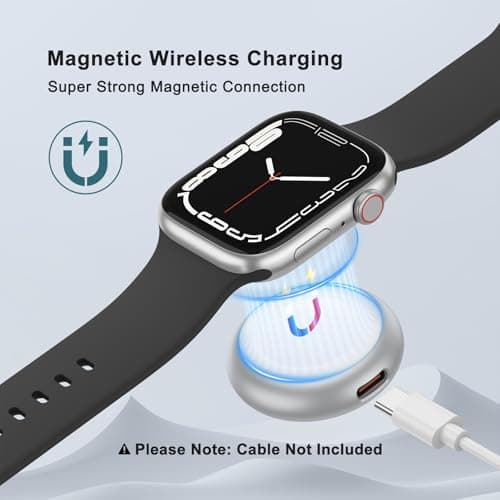USB C Apple Watch Charger Adapter, Magnetic Wireless Fast Charging Dock, Portable Metal Wireless Charger Stand for Apple Watch Series S10 S9 S8 S7 S6 S5 Ultra SE — view 5