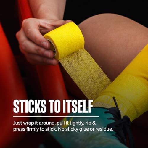 SPORTTAPE Football Sock Tape - 2 Rolls, 5cm x 4.5m, Yellow - Self-Adhesive — view 2