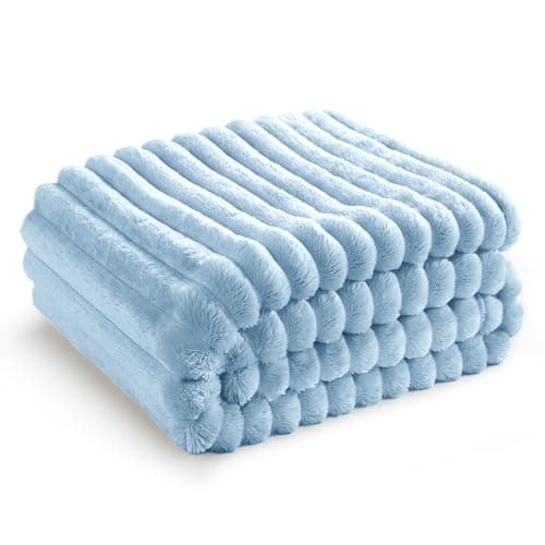 Bedsure Fleece Throw Blanket for Sofa - Fluffy, Dream Blue, 130x170 cm