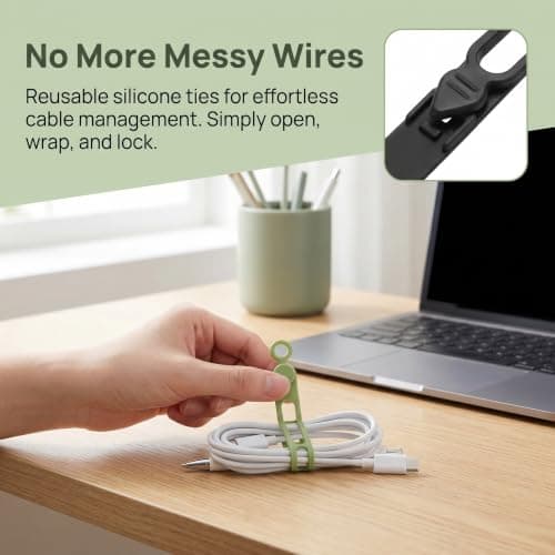 Reusable Cord Organiser, 30 Pcs Cable Ties, 11×1.2×1cm(6 Colours) — view 3