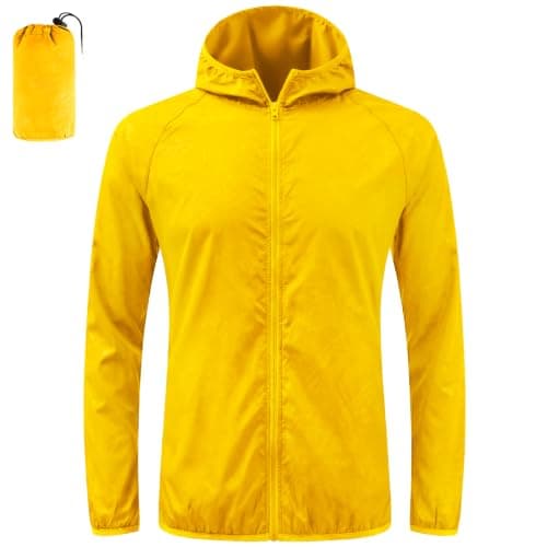 AUYAO Mens Waterproof Jackets Lightweight Hooded Rain Jacket for Outdoor
