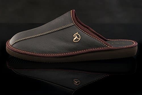 ESTRO Mens Slippers Men House Shoes Leather Home Mule Men's Slipper Memory Sole Frost (8 UK, Cocoa) — view 4