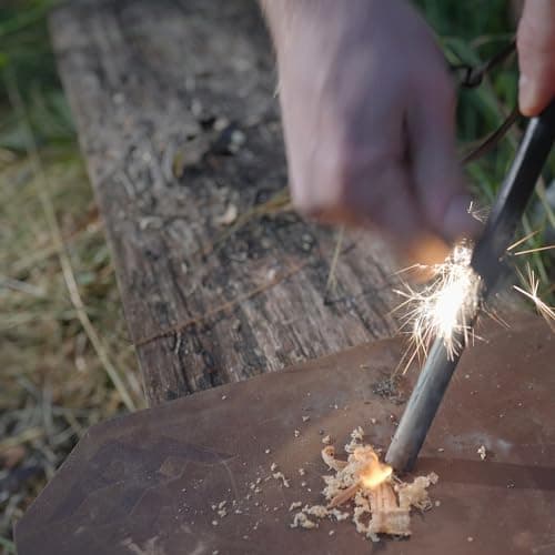 Forest Fundamentals™ Artisan Fire Mat | Handmade Thick Genuine Leather | Water & Flame Resistant | Tinder Shavings & Ferro Rods, Whittling & Flint Knapping Protection, Seat & Kneeling Mat (Brown) — view 2