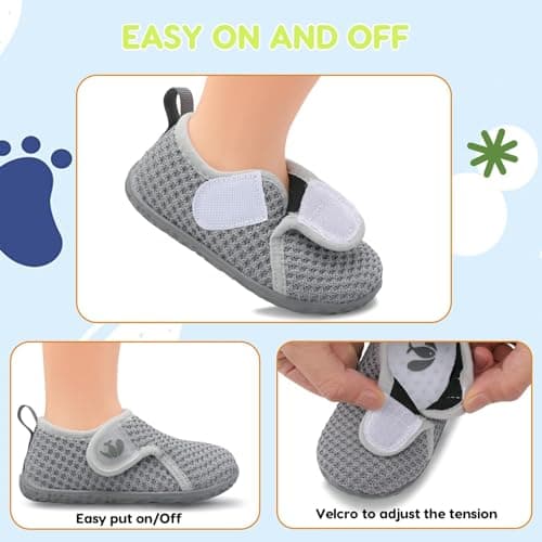JIASUQI Baby Shoes Boys Girls Breathable First Walking Shoes Infant Soft Sneakers Crib Shoes Lightweight Slip On Shoes(Grey,12-18 Months) — view 4