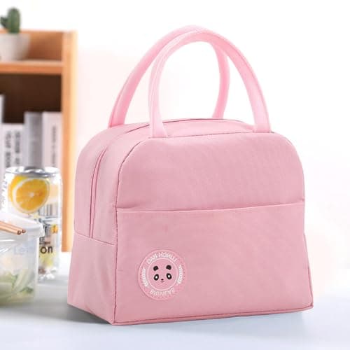AYNKH Insulated Lunch Bag Container Tote Reusable Cooler Bags with Leak Proof Liner for Adults Kids Work School Picnic Travel (Pink) — view 6