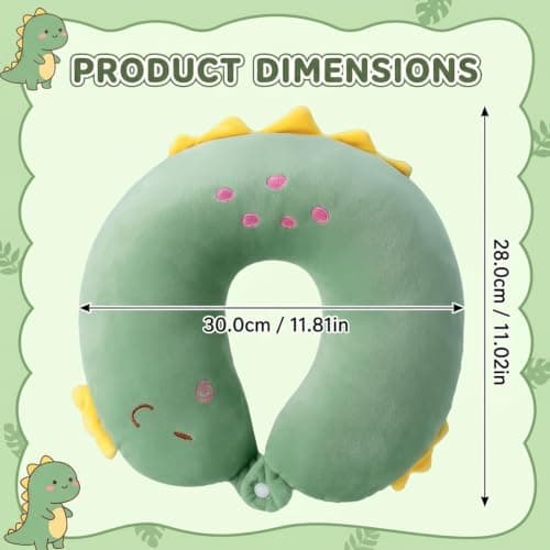 KYEDGC 1Pcs Travel Pillow, Dinosaur Cartoon Neck Support for Travel and Office Use, U-Shape Design for Airplane and Car Journeys, Measuring 30x28 cm for Comfortable Neck Support During Long Trips — view 2