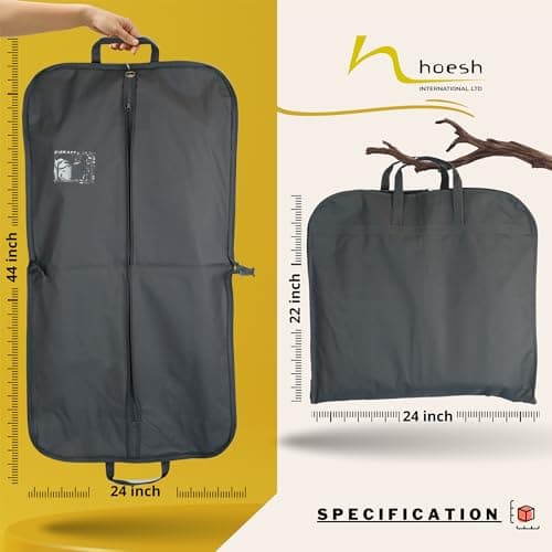 Hoesh Men Breathable Travel Suit Carrier Cover Garment Bag Grey Full Length Zip (3) — view 3
