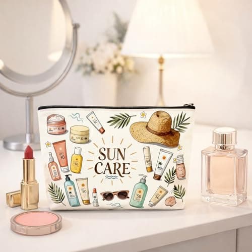 Sun Care Makeup Bag, Travel Cosmetic Bags, Portable Makeup Pouch with Zipper, Large Capacity Suncream Bags for Beach, Travel, Camping, Storage Pouch for Graduation, Holiday, Birthday Gifts — view 4