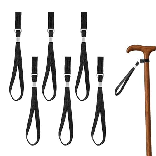 Bansusu 6Pcs Walking Stick Wrist Strap, Black Nylon Cane Hanging Rope