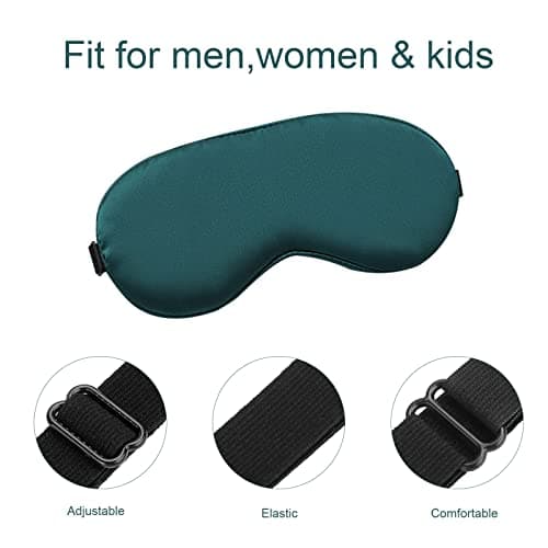 TSHAOUN 4 Pieces Sleep Mask, Silk Sleeping Eye Masks for Women Men Children, Soft Eye Mask for Sleeping, Blackout Eye Mask with Adjustable Strap, Eye-Cover Blindfold for Night,Travel,Nap (4 Colors) — view 3