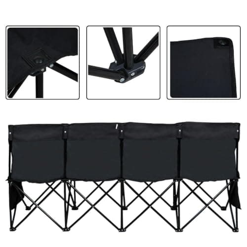 Yaheetech 4-Seat Folding Bench with 2 Hanging Bags & Carry Bag, Back — view 4