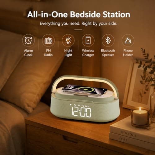 Bluetooth Speaker with Wireless Charger, Portable Radio for Bedroom — view 3