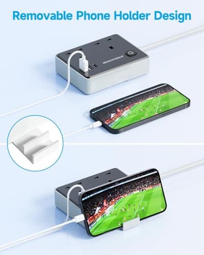 Black Extension Lead 1M with 3 USB Slots, 2 Gang Short Extension Lead — view 6