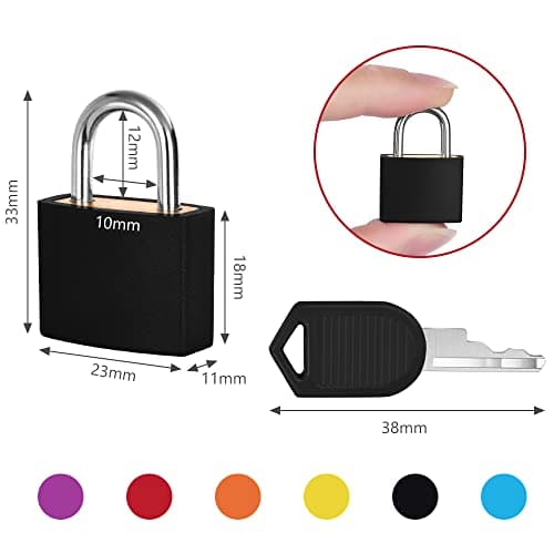 Flintronic 6 Pack Suitcase Lock with Key Small Padlock Luggage Lock Travel Lock Backpack Lock, Color Metal Padlock with Key, Small Padlock for Travel Backpack Play Fitness — view 2