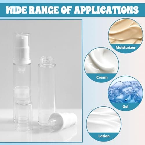 4 Pcs Empty Airless Pump Bottles, Refillable Clear Travel Pump Bottle Lotion Container Vacuum Cosmetic Container Presspump Bottle for DIY Foundation Gel Lotion Moisturiser Shampoo Toiletry(10ml) — view 5