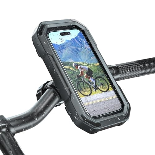 KDD Motorbike Phone Holder Mount Waterproof - 360° Rotation Motorcycle Bike Phone Mount with Fully Enclosed Touch Sensitive, Bicycle Phone Holder Clamp for iPhone,Samsung, 4-6.7”Phones