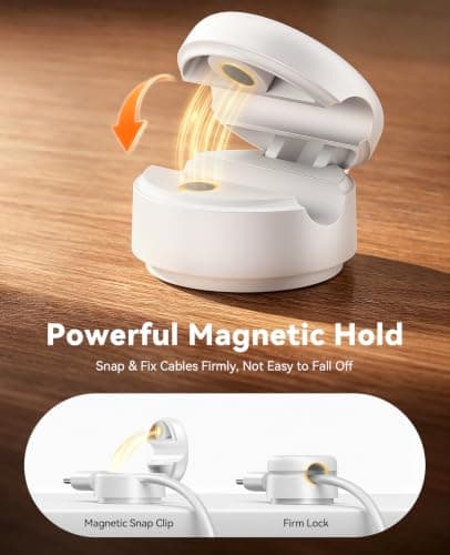 Rocoren Cable Tidy Clips, Self Adhesive Magnetic Wire Holder, White, 12Pack — view 4