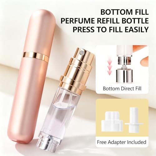VINPAM Refillable Empty Perfume Atomiser 5ml, Travel Nano Mist Bottle, Leak Proof Bottom Pump, Fits Handbag Tote Pocket Suitcase, Stylish Mini for Women Men (pink) — view 3