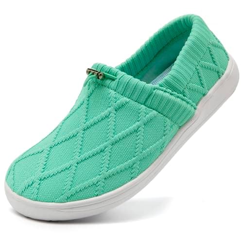 YOSFDC Women's Slip on Sneakers Women Tennis Comfortable Athletic Breathable Lightweight Walking Shoes for Gym, Work and Travel, Teal Green Wide, 3 UK
