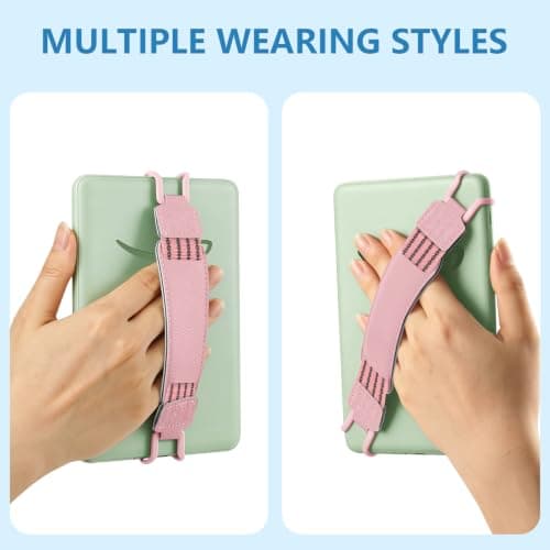 HoYiXi Universal Soft Elastic Hand Strap for 6-7'' eReader, Compatible with Kindle, Kobo, PocketBook, Tolino, High-Elasticity Hand Strap Finger Grip Holder For 6'',6.8", 7" eReader,Pink — view 6