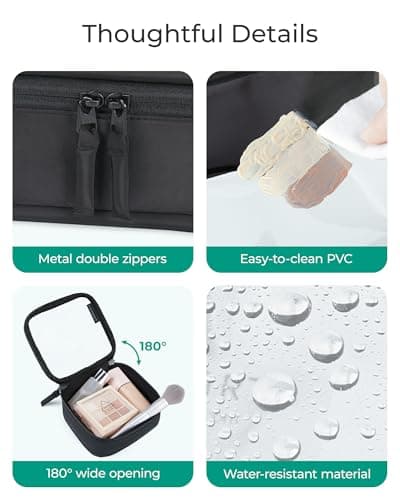 BAGSMART Clear Makeup Bag, Small Wash Bag, 180° Wide Opening Travel Size Toiletry Bag for Women, Cosmetics Organiser, Water Resistant Travel Accessories, TSA Approved, Black — view 6