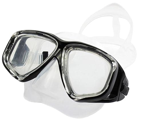 WOWDECOR Scuba Diving Mask Snorkel Mask, Panoramic View Anti-Fog Dive Mask Swim Goggles Snorkeling Gear for Adults Kids with Nose Cover (Black, minus 6.0)