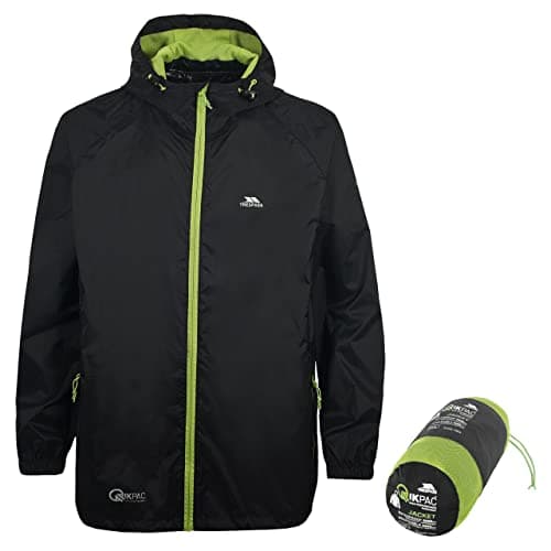 Trespass Unisex Waterproof Packaway Jacket Qikpac Black in Size - XL