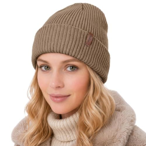 Vijamiy Family Matching Warm Knitted Beanie, Adult Khaki