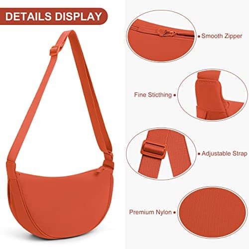 DKIIL NOIYB Women's Nylon Crescent Bag - Hobos Crossbody Shoulder Bag with Adjustable Strap - Solid Color Chest Fanny Pack — view 3