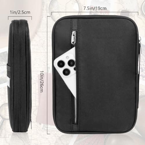 Auccu Passport Holder Travel Wallet, Large Capacity Family Travel Document Holder Organiser Waterproof for Women & Men for Cash, Passport, Boarding Pass, ID Card, Credit, Tickets, Pen, Black L — view 3