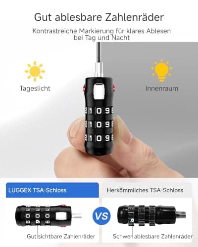 LUGGEX Suitcase Locks, Luggage Locks, TSA Approved Luggage Locks,Charcoal,8 — view 2