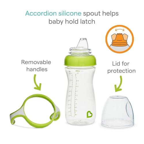 Munchkin 2 Pack Gentle Transition Baby Cups |Clear Bottle|296ml |Blue/Green — view 3
