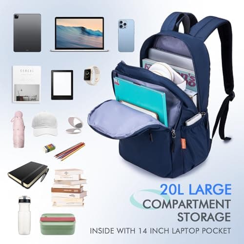 BAGZY 40x30x15cm Underseat Cabin Bag Luggage Waterproof Travel Backpack Under Seat Hand Luggage 40 x 30 x 15 British Airways jet2 Laptop Rucksack 14 Inch Lightweight Small Daypack for Work Blue — view 3