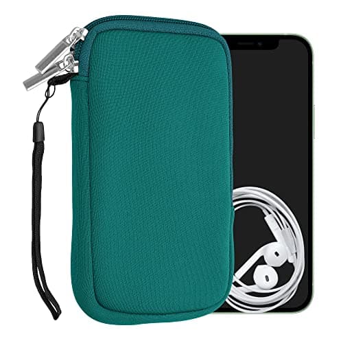 kwmobile Universal Phone Pouch Size L - 6.5" - Neoprene Smartphone Pouch with Zip - Water-Repellent Mobile Phone Case - Sleeve in Petrol