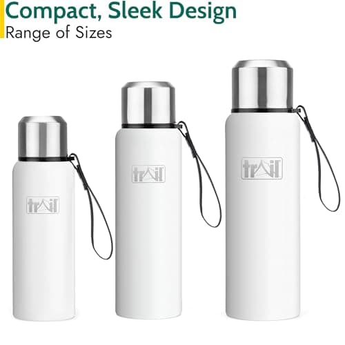 Trail Vacuum Flask with Strap, Camping & Travel, 600ml, White — view 5